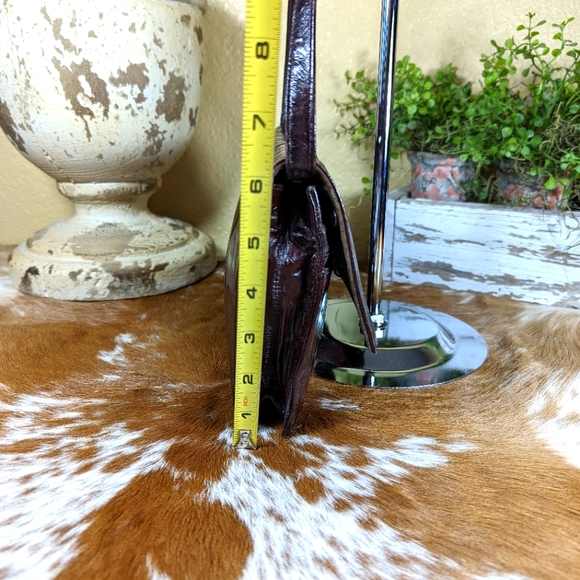 Eel Skin Vintage Brown Crossbody Clutch Bag Purse 1980's - Picture 3 of 8